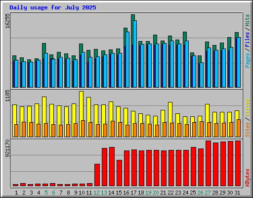 Daily usage for July 2025